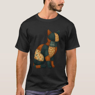 Patchwork-Schwarze-Katze-Halloween-Quilt-Muster T-Shirt