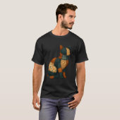 Patchwork-Schwarze-Katze-Halloween-Quilt-Muster T-Shirt (Vorne ganz)