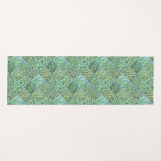 Patchwork Seafoam and Ocean Green Water Boho Chic Yogamatte (Vorderseite (Horizontal))