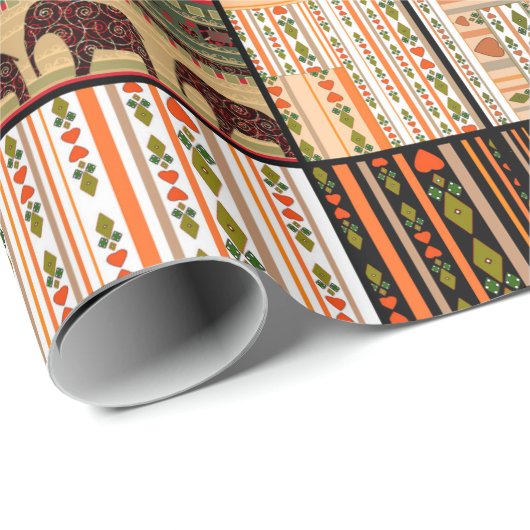 Patchwork seamless african ornamental pattern text geschenkpapier (Rolleneckpunkt)