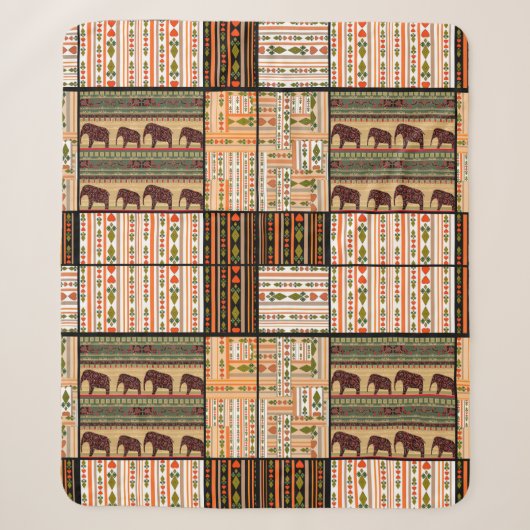 Patchwork seamless african ornamental pattern text sherpadecke (Vorderseite)