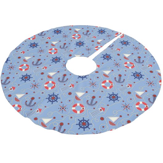 Patchwork-Seeentwurf Polyester Weihnachtsbaumdecke (Schrägansicht)