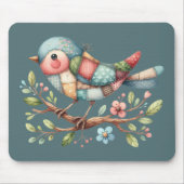 Patchwork-Singvogel auf blühendem Ast Mousepad (Vorne)