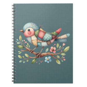 Patchwork-Singvogel auf blühendem Ast Notizblock