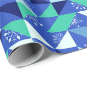 Patchwork Snowflakes - Blue Background Geschenkpapier (Rolleneckpunkt)