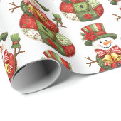 Patchwork Snowman Christmas Geschenkpapier (Rolleneckpunkt)