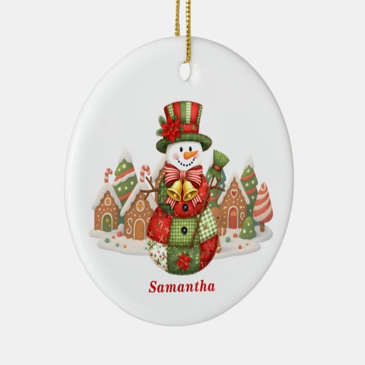 Patchwork Snowman Christmas Keramik Ornament (Rechts)