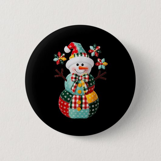Patchwork Snowman Christmas Preppy Cute Xmas Men W Button (Vorderseite)