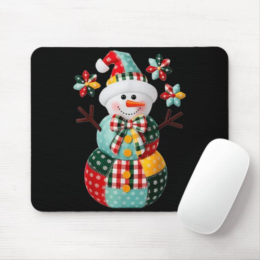 Patchwork Snowman Christmas Preppy Cute Xmas Men W Mousepad (Mit Mouse)