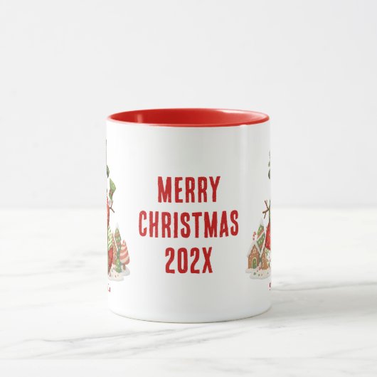 Patchwork Snowman Christmas Tasse (Zentrum)