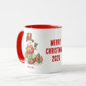Patchwork Snowman Christmas Tasse (Vorderseite Links)