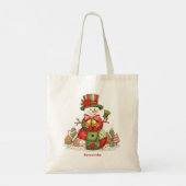 Patchwork Snowman Christmas Tragetasche (Rückseite)