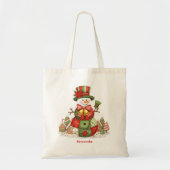 Patchwork Snowman Christmas Tragetasche (Vorne)