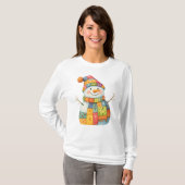 Patchwork Snowman Colorado Winterweihnachtsfest T-Shirt (Vorne ganz)