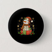 Patchwork Snowman Preppy Girly Christmas Xmas Holi Button (Vorderseite)