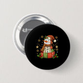 Patchwork Snowman Preppy Girly Christmas Xmas Holi Button (Vorne & Hinten)
