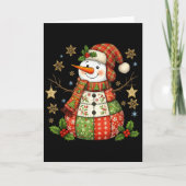 Patchwork Snowman Preppy Girly Christmas Xmas Holi Karte (Vorderseite)
