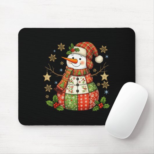 Patchwork Snowman Preppy Girly Christmas Xmas Holi Mousepad (Mit Mouse)