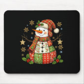 Patchwork Snowman Preppy Girly Christmas Xmas Holi Mousepad (Vorne)