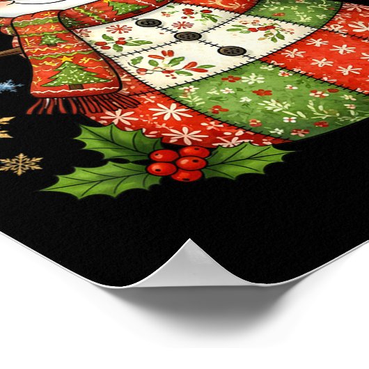 Patchwork Snowman Preppy Girly Christmas Xmas Holi Poster (Ecke)