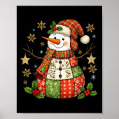 Patchwork Snowman Preppy Girly Christmas Xmas Holi Poster (Vorne)