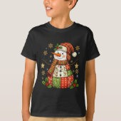 Patchwork Snowman Preppy Girly Christmas Xmas Holi T-Shirt (Vorderseite)