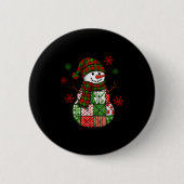 Patchwork Snowman, Retro Funny Christmas Button (Vorderseite)