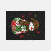 Patchwork Snowman, Retro Funny Christmas Fleecedecke (Vorderseite (Horizontal))