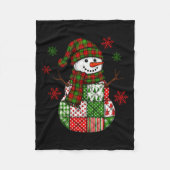 Patchwork Snowman, Retro Funny Christmas Fleecedecke (Vorderseite)