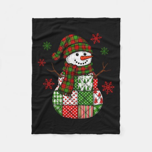 Patchwork Snowman, Retro Funny Christmas Fleecedecke (Vorderseite)