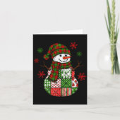 Patchwork Snowman, Retro Funny Christmas Karte (Vorderseite)