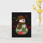 Patchwork Snowman, Retro Funny Christmas  Karte (Gelbe Blume)