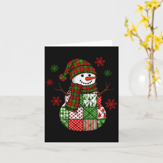 Patchwork Snowman, Retro Funny Christmas Karte (Gelbe Blume)