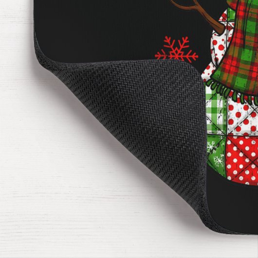 Patchwork Snowman, Retro Funny Christmas Mousepad (Ecke)
