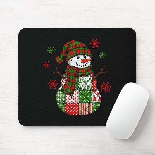 Patchwork Snowman, Retro Funny Christmas  Mousepad (Mit Mouse)