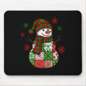Patchwork Snowman, Retro Funny Christmas Mousepad (Vorne)