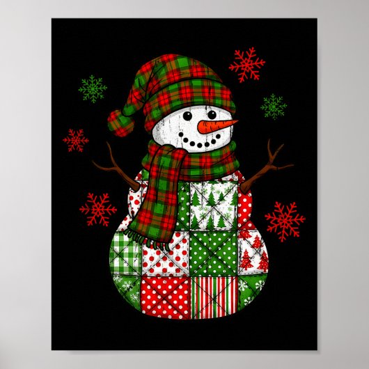 Patchwork Snowman, Retro Funny Christmas Poster (Vorne)