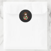 Patchwork Snowman, Retro Funny Christmas  Runder Aufkleber (Tasche)