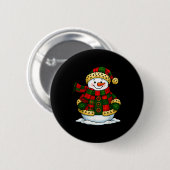 Patchwork Snowman Retro Funny Christmas Snowman Ho Button (Vorne & Hinten)