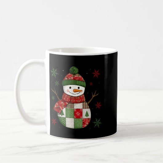 Patchwork Snowman Retro Funny Christmas Snowman Ho Kaffeetasse (Links)