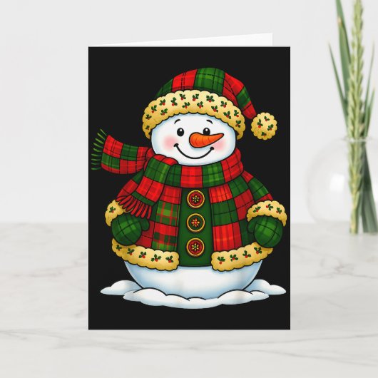 Patchwork Snowman Retro Funny Christmas Snowman Ho Karte (Vorderseite)