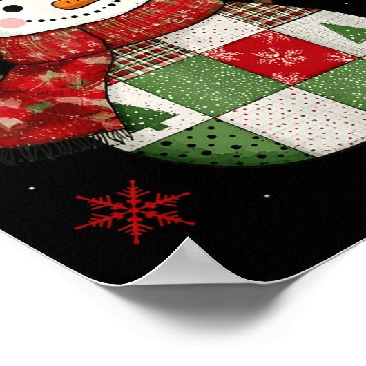 Patchwork Snowman Retro Funny Christmas Snowman Ho Poster (Ecke)