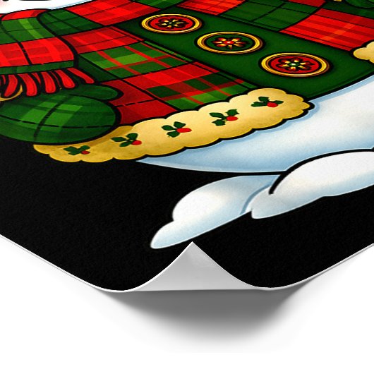 Patchwork Snowman Retro Funny Christmas Snowman Ho Poster (Ecke)