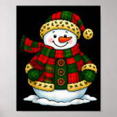 Patchwork Snowman Retro Funny Christmas Snowman Ho Poster (Vorne)