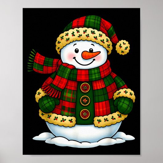 Patchwork Snowman Retro Funny Christmas Snowman Ho Poster (Vorne)