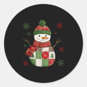 Patchwork Snowman Retro Funny Christmas Snowman Ho Runder Aufkleber (Vorderseite)