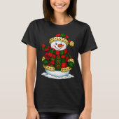 Patchwork Snowman Retro Funny Christmas Snowman Ho T-Shirt (Vorderseite)