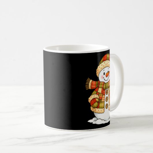 Patchwork Snowman Retro Funny Snowman Holiday Chri Kaffeetasse (VorderseiteRechts)