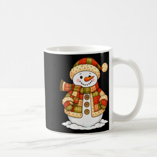 Patchwork Snowman Retro Funny Snowman Holiday Chri Kaffeetasse (Rechts)