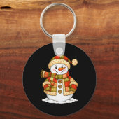 Patchwork Snowman Retro Funny Snowman Holiday Chri Schlüsselanhänger (Vorderseite)